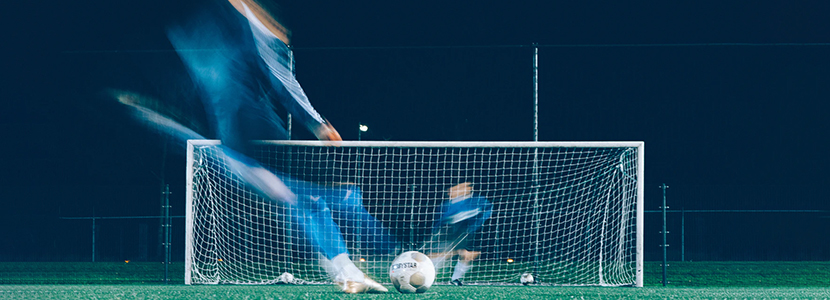 Football player taking a penalty