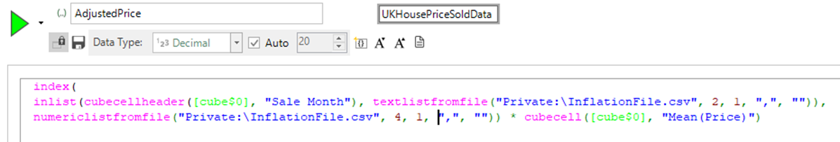 Expression with inflation adjusted house prices