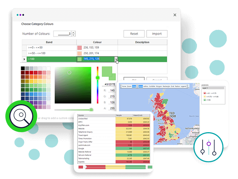 Custom colours and labels in map thematics