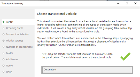 Transaction summary wizard