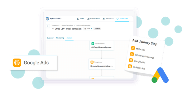 <b>Orbit campaign: Google Ads campaign channel integration</b>
Connect your Google Ads account to Orbit, upload audience segments, and manage campaigns across multiple client accounts - all in one place.