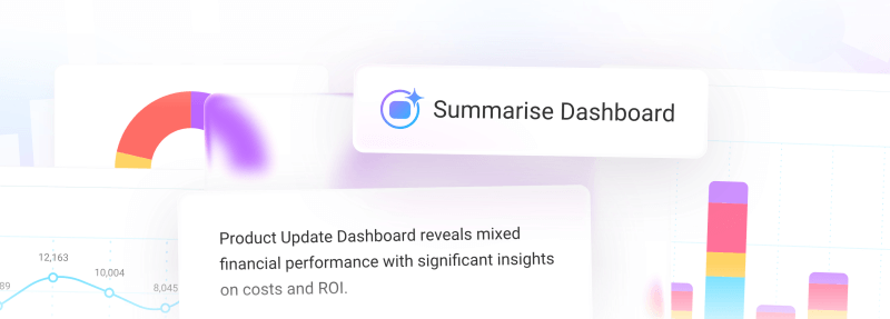 <b>Orin dashboard summaries</b>
Orin can generate intelligent summaries of your dashboards, providing instant overviews of the insights and visualisations they contain.